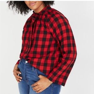Madewell Buffalo Check Tie Front Top Size Small